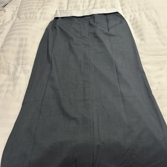 Vici Charcoal Maxi Skirt with White Waistband and Front Slit - Picture 8 of 8